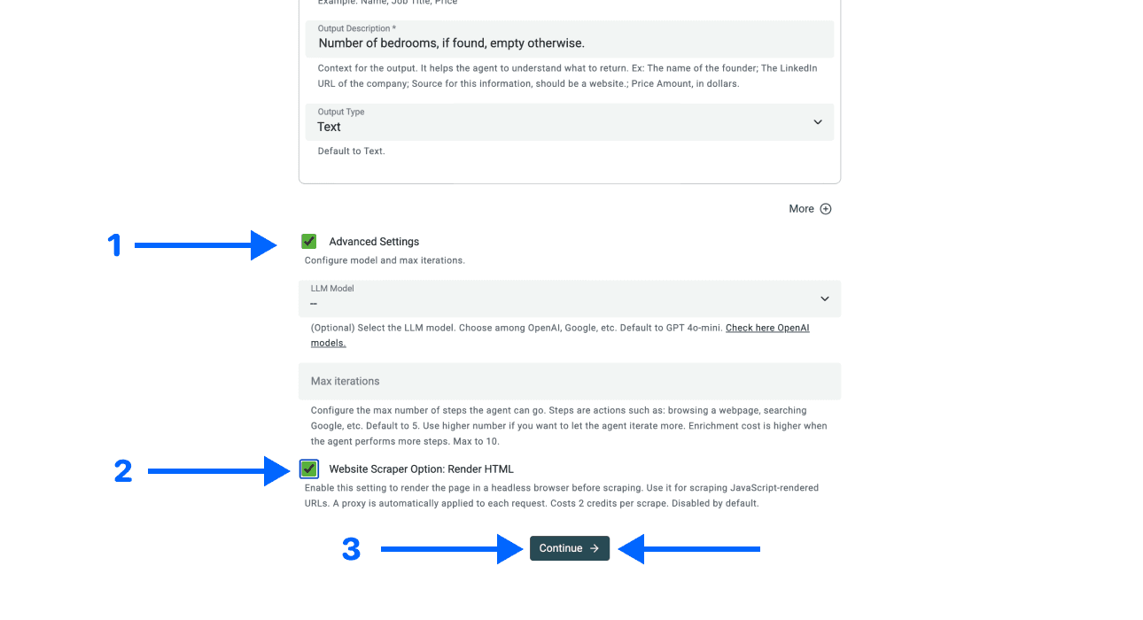 Scraping directories with Datablist, advanced settings