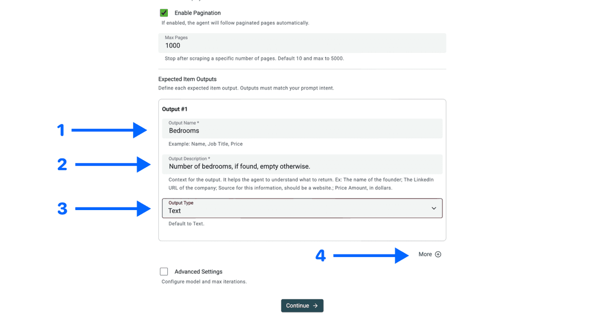 Scraping di directory con Datablist, configurazione output