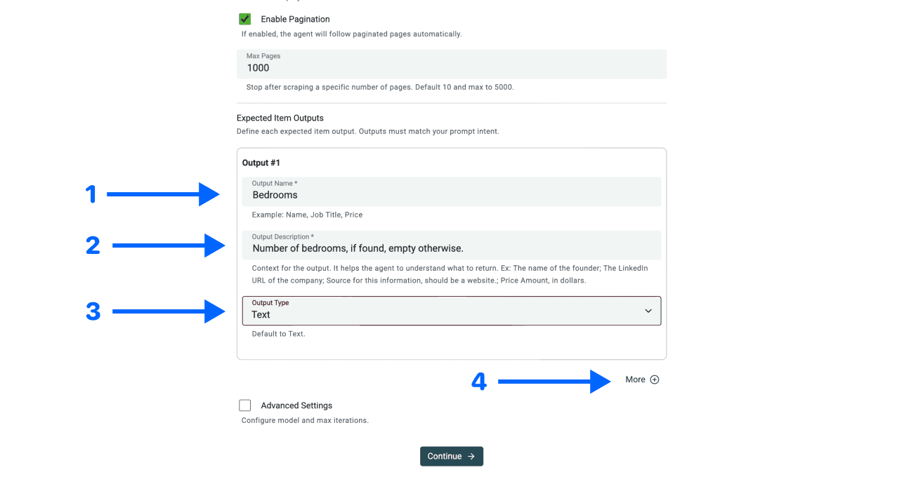 Scraping directories with Datablist, outputs configuration