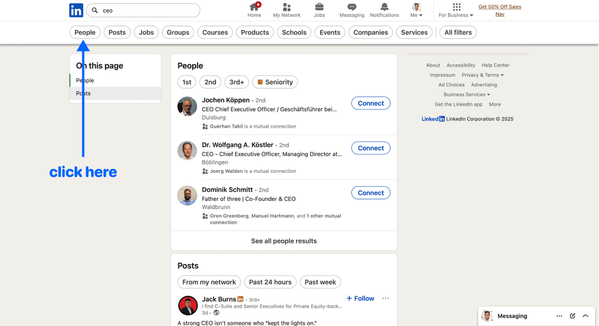 How To Scrape Leads From LinkedIn - LinkedIn Search Interface