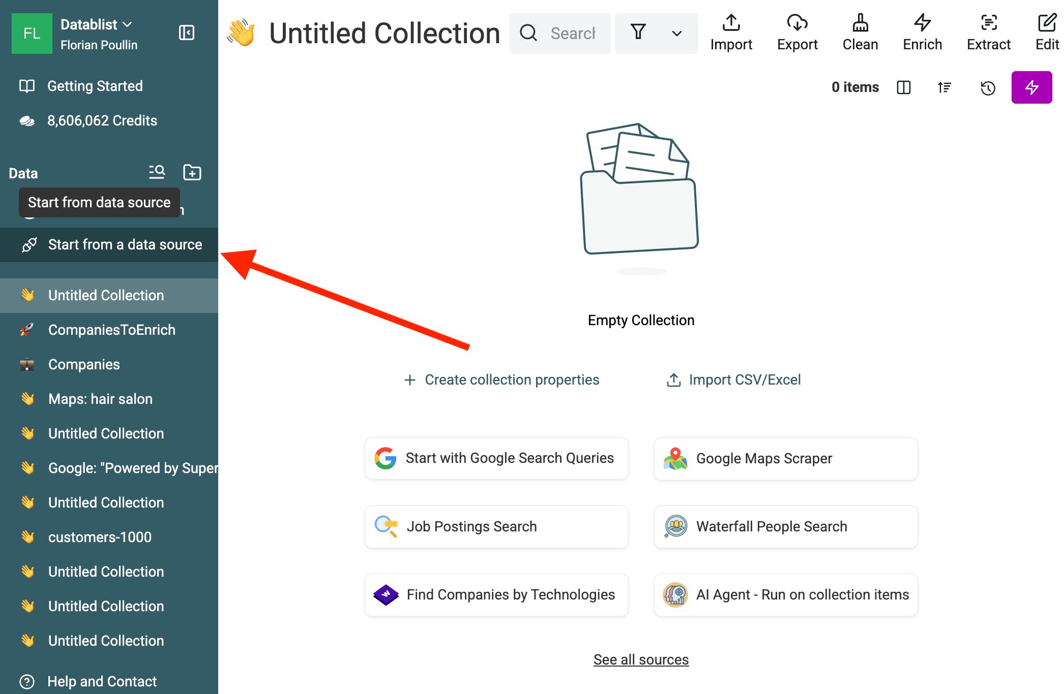 Start new collection