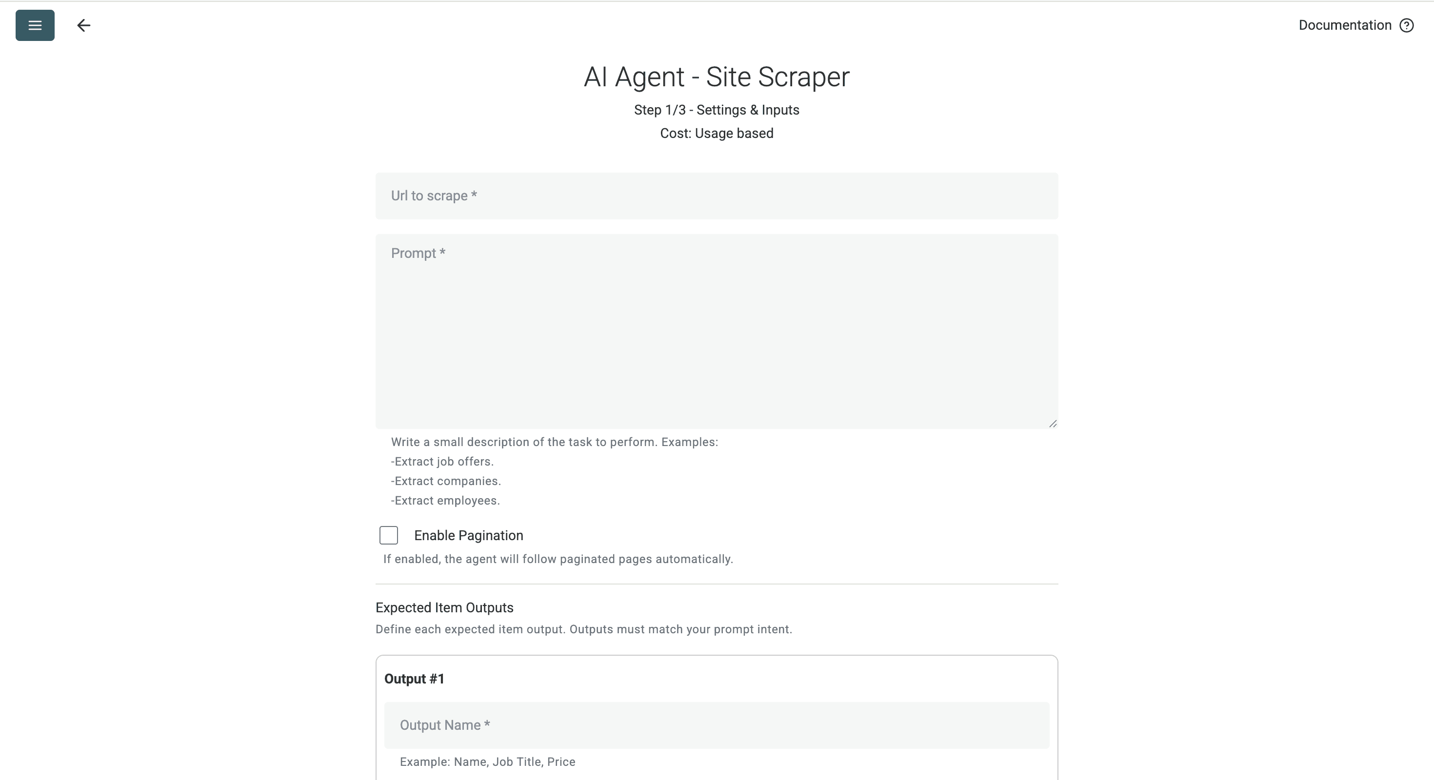 Datablist’s AI Agent site scraper