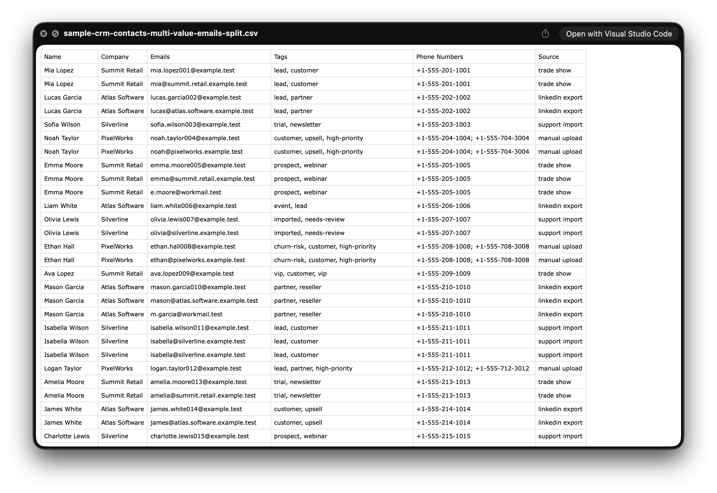Aperçu du résultat et téléchargement dans CSV Rows Splitter