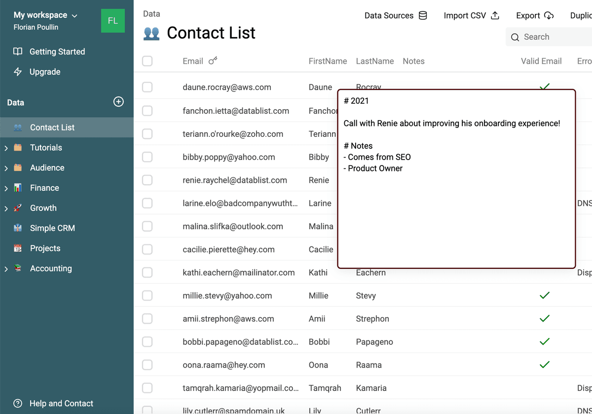 Datablist Product screenshot