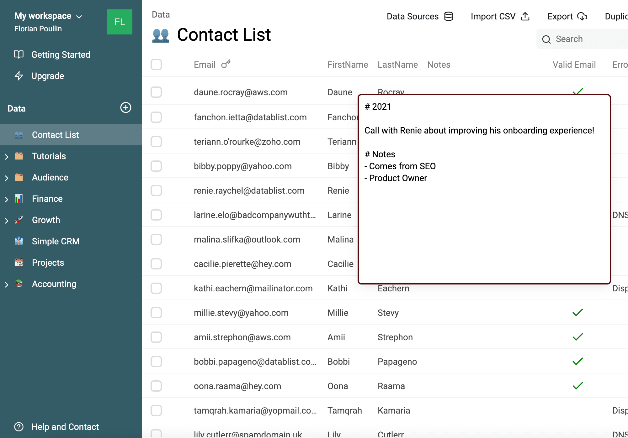 Datablist Product screenshot