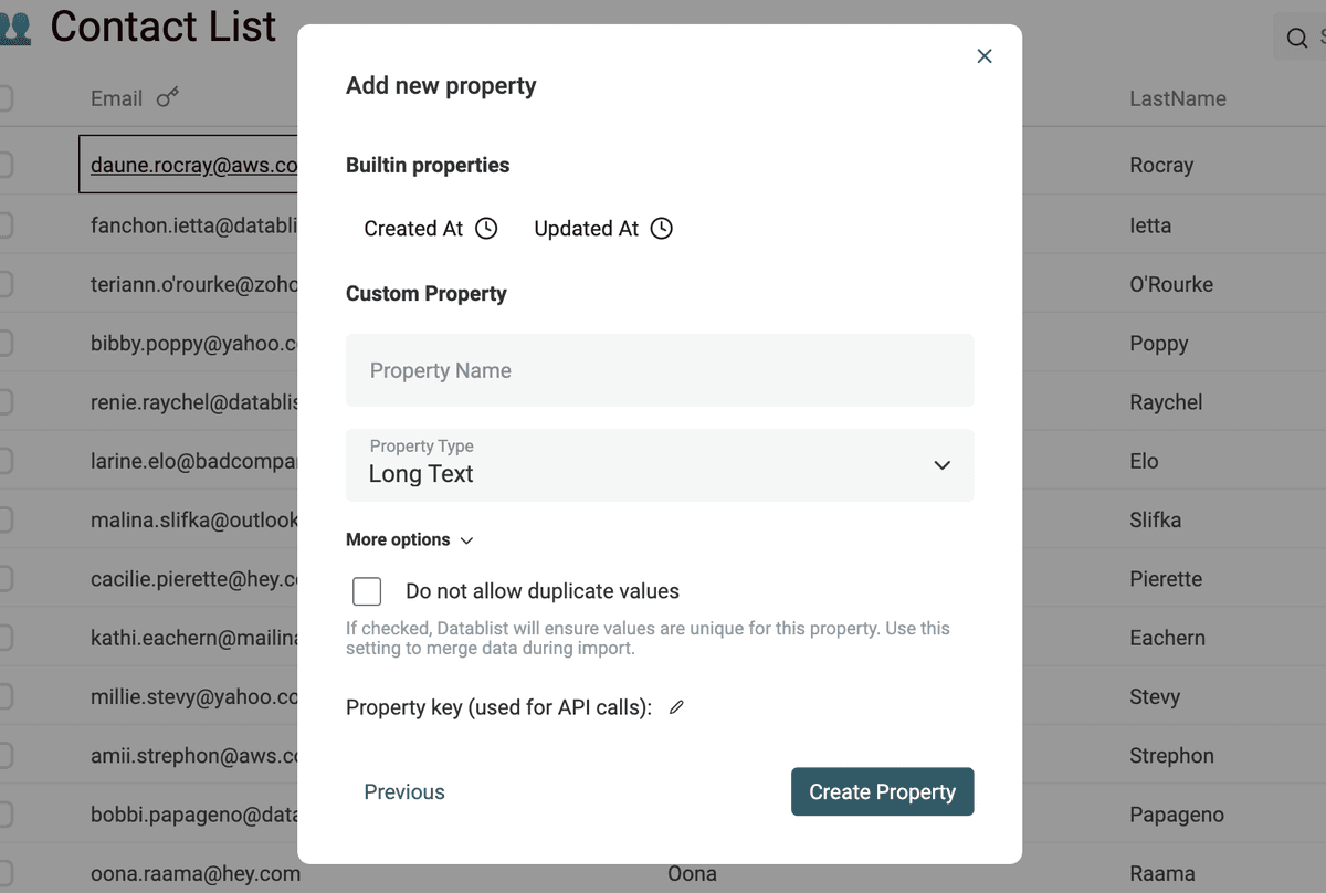 Datablist Product screenshot