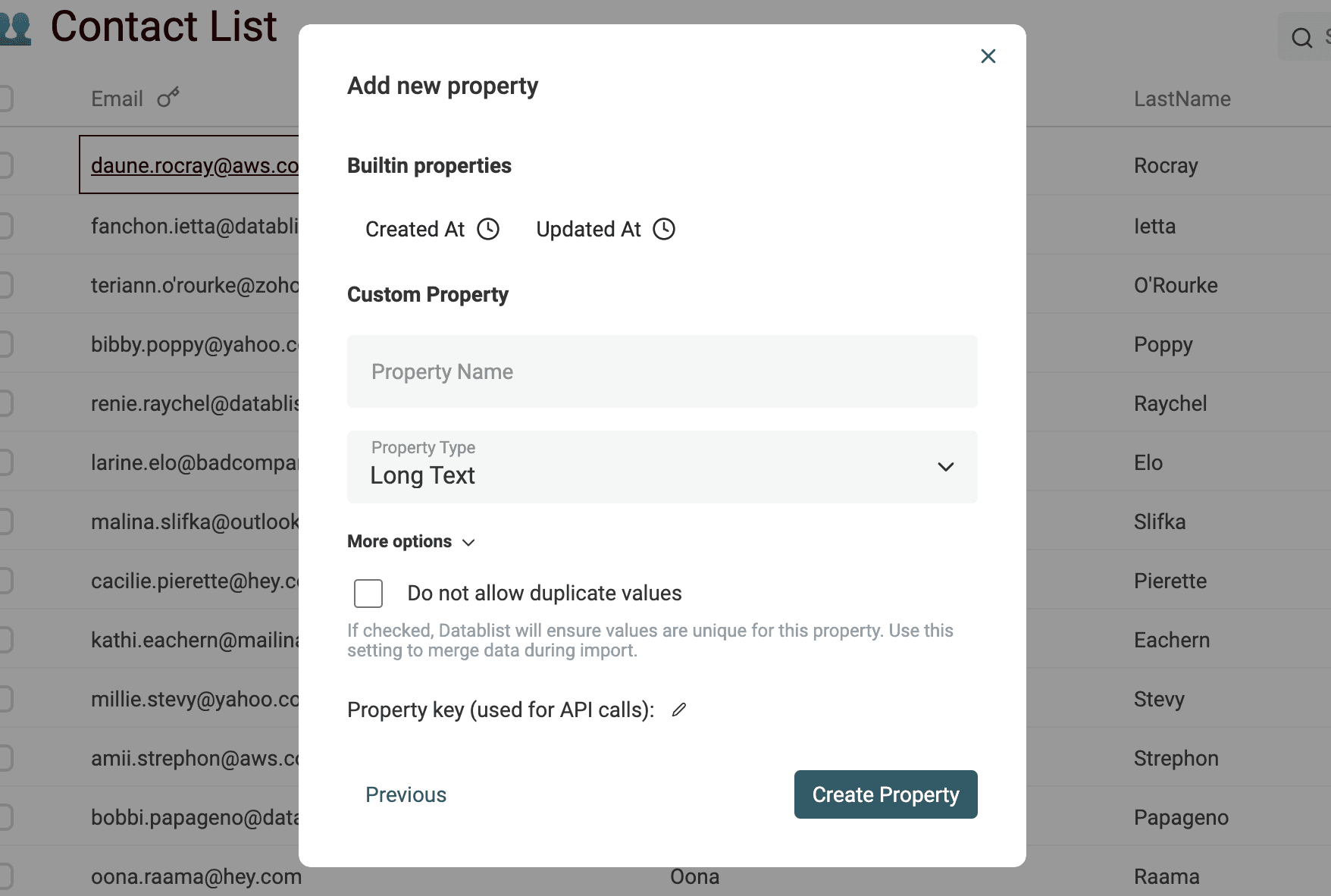 Datablist Product screenshot