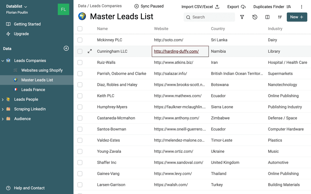 Datablist Product screenshot