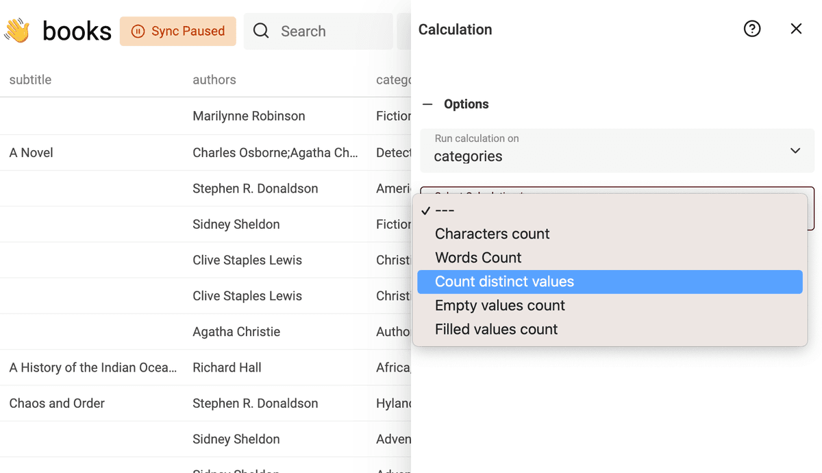 Calculation Selection