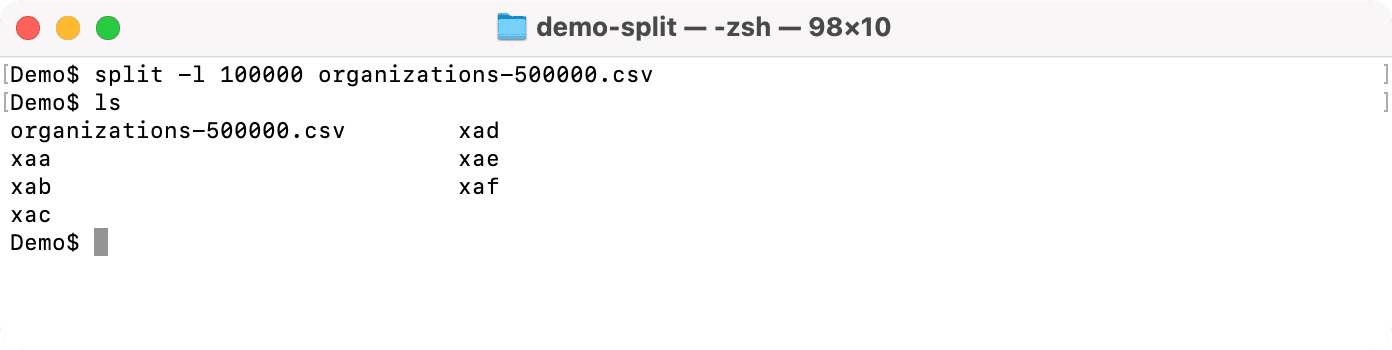 Basic split CSV file