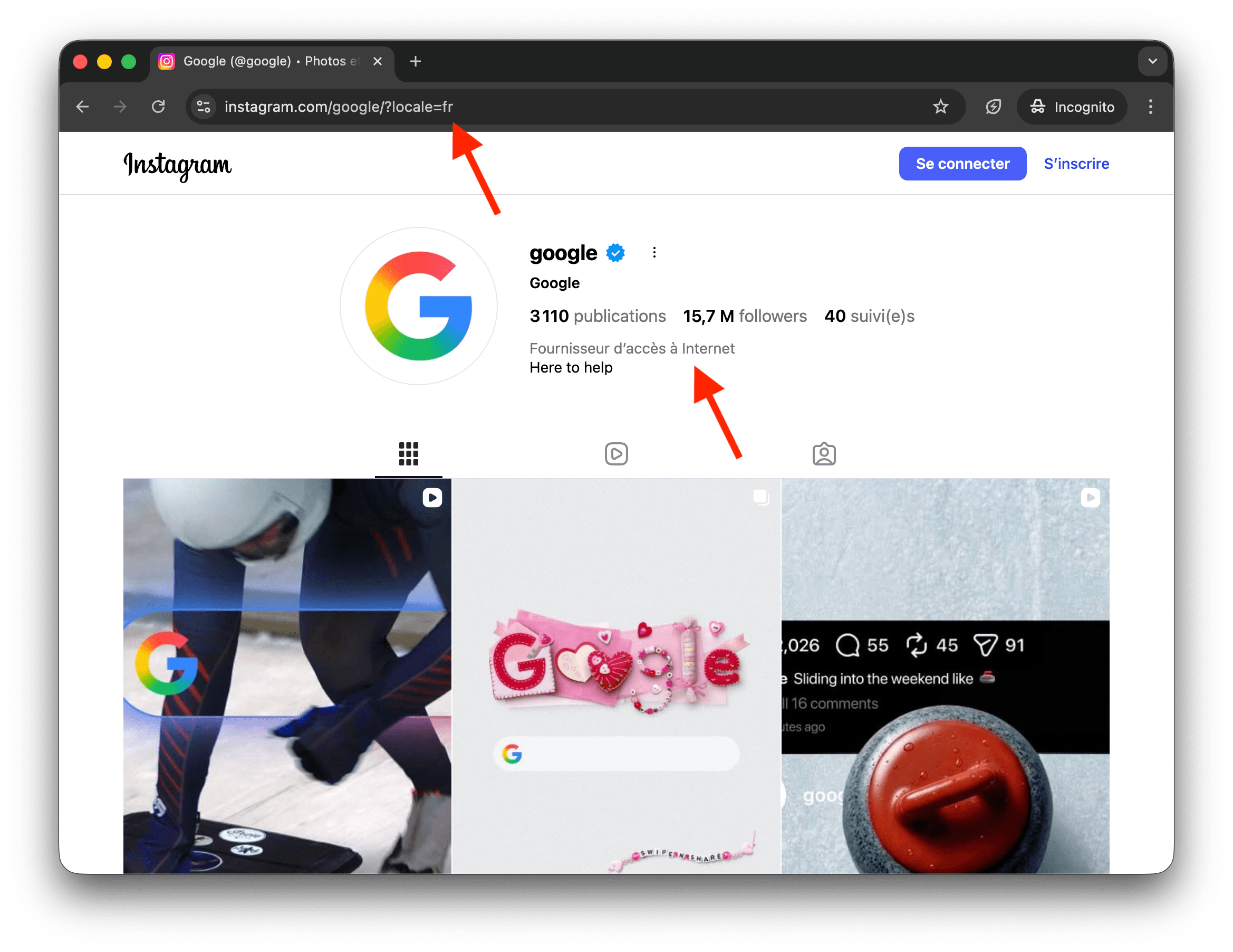 Google Instagram Profile as French