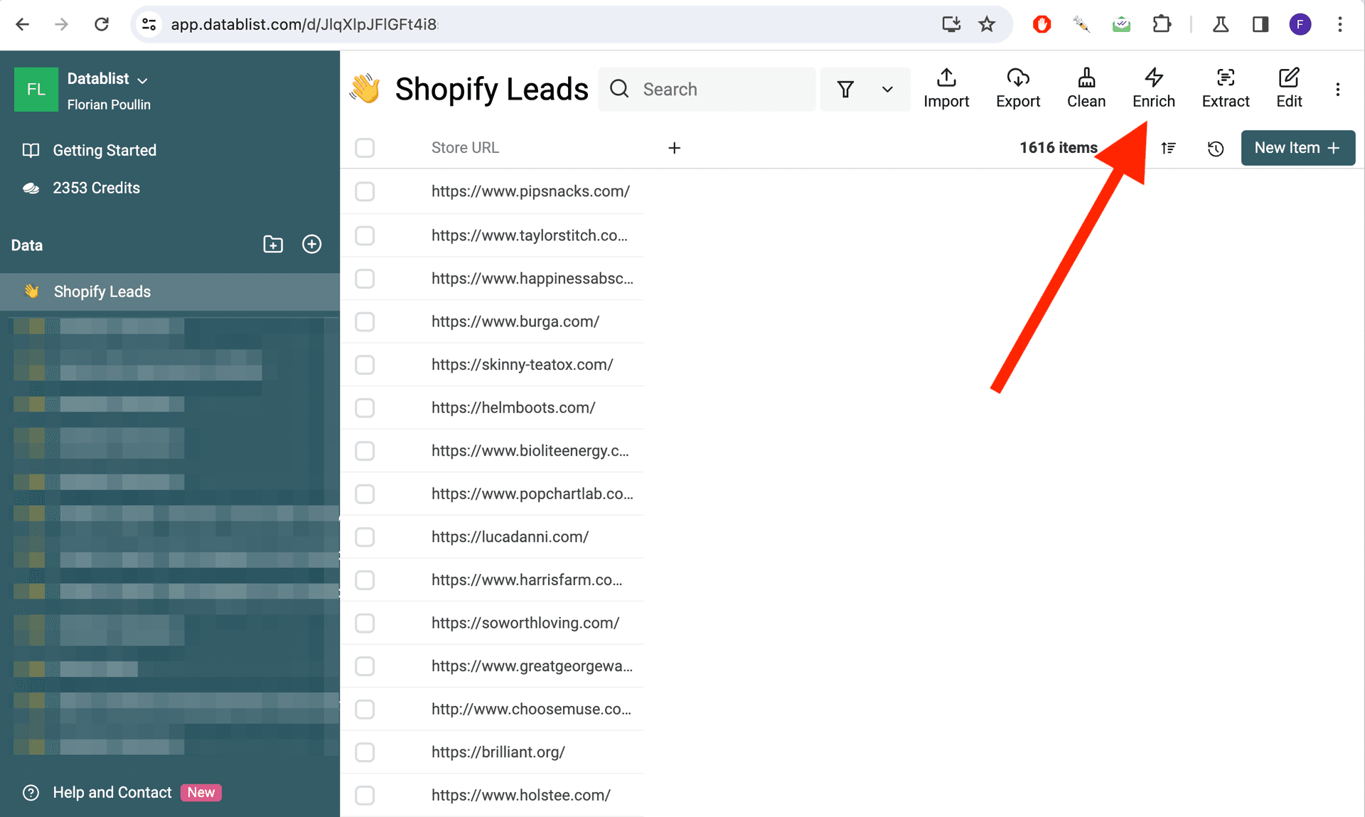 Import List of Shopify Stores