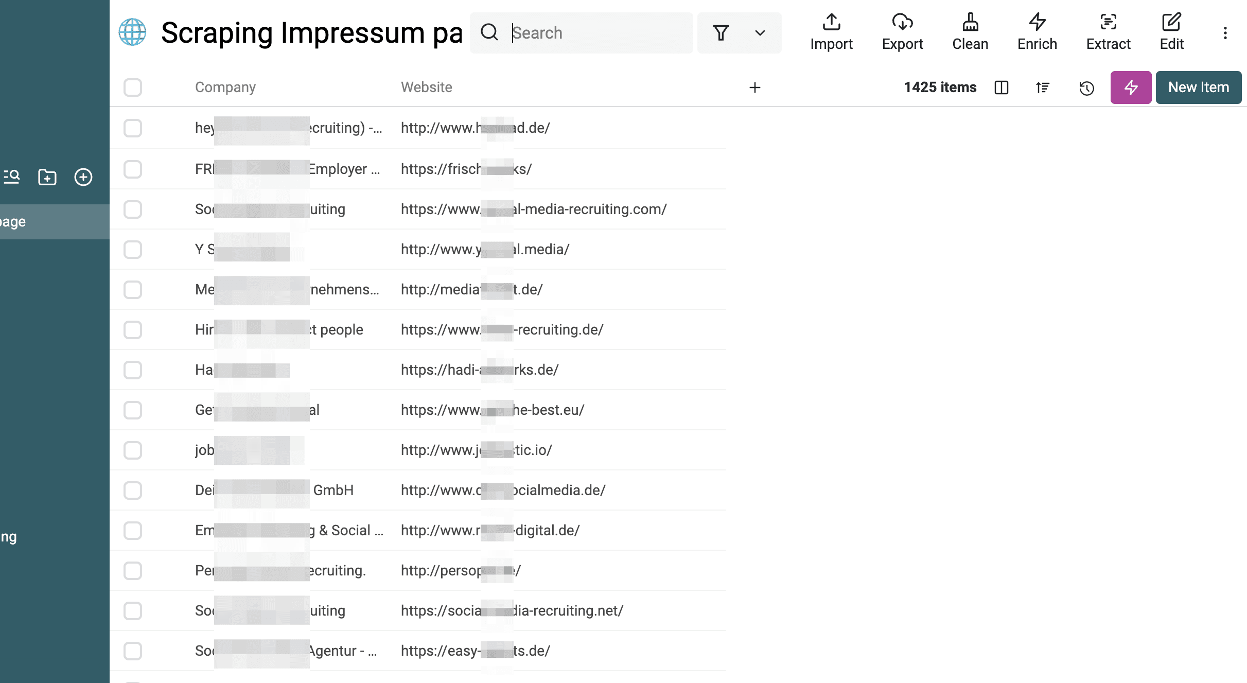 Liste deutscher Websites zum Scrapen