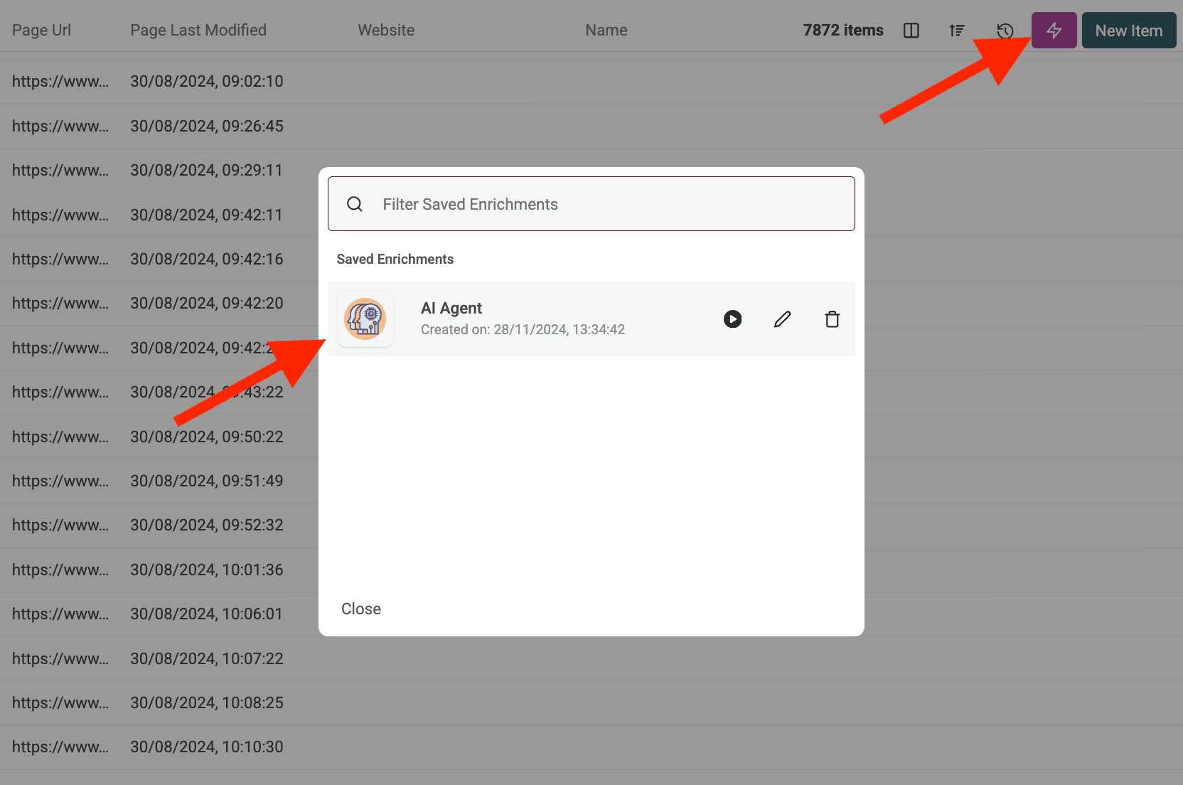 Use su configuración de agente existente