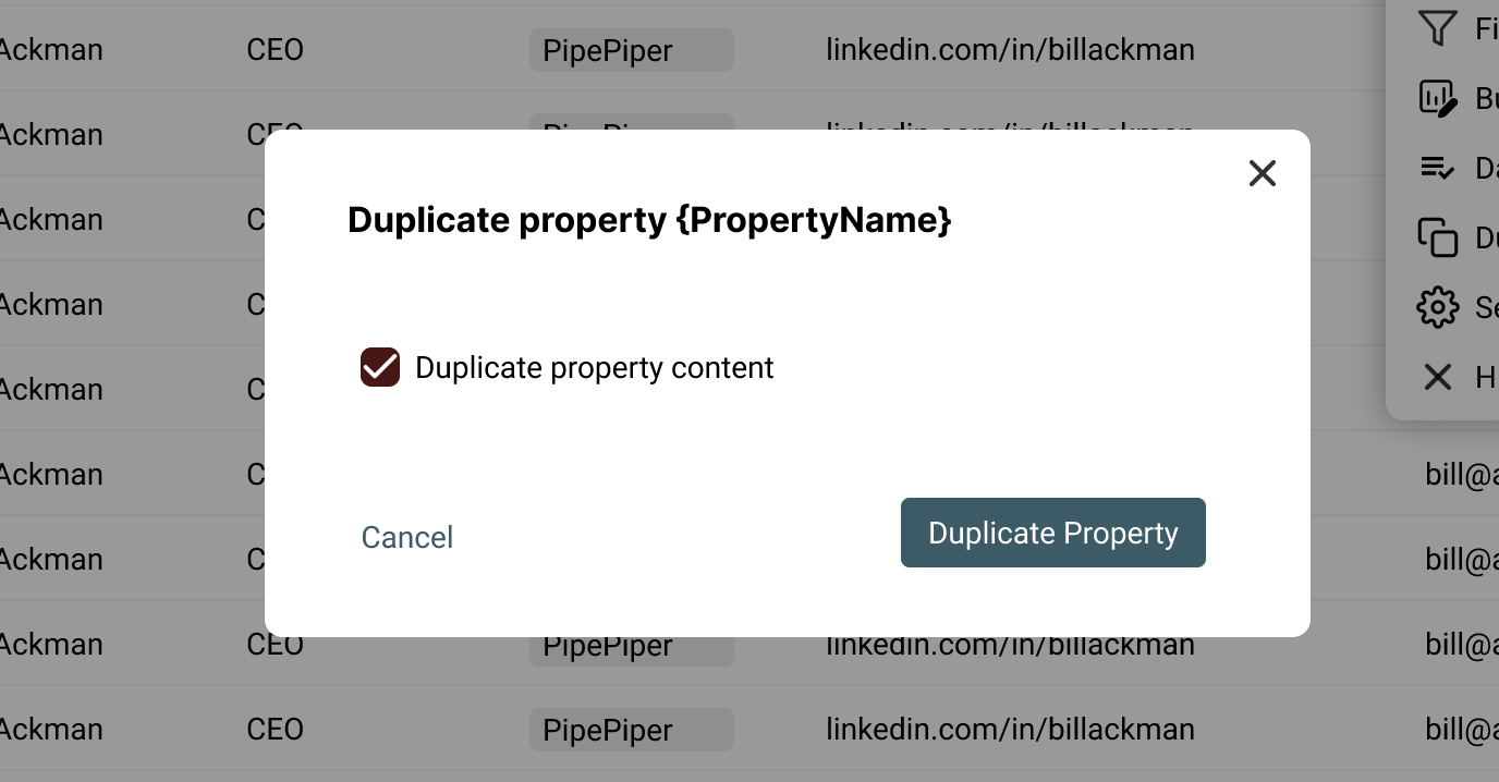 Duplicate a Property