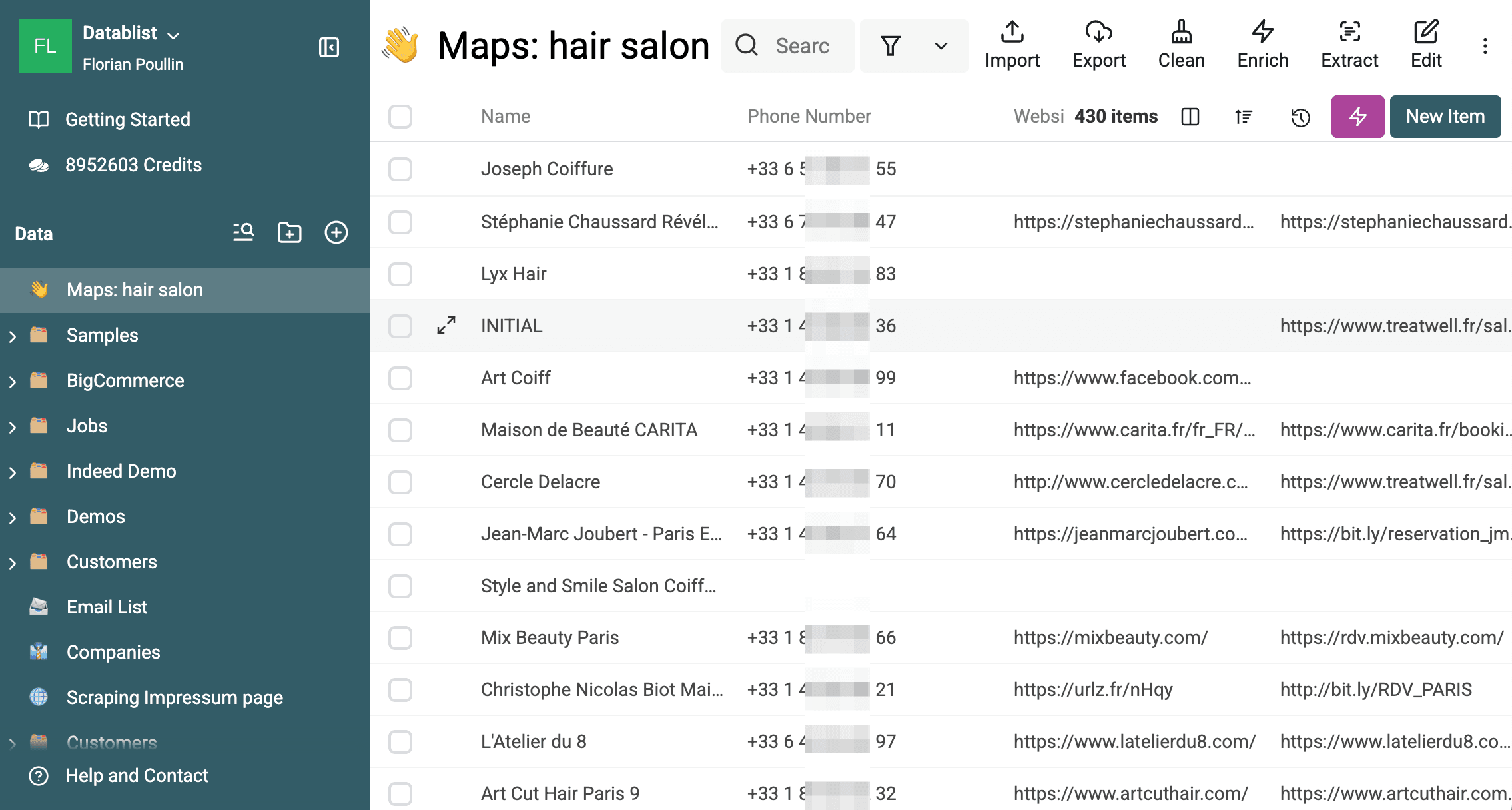 View Clean Scraped Results in Datablist Collection