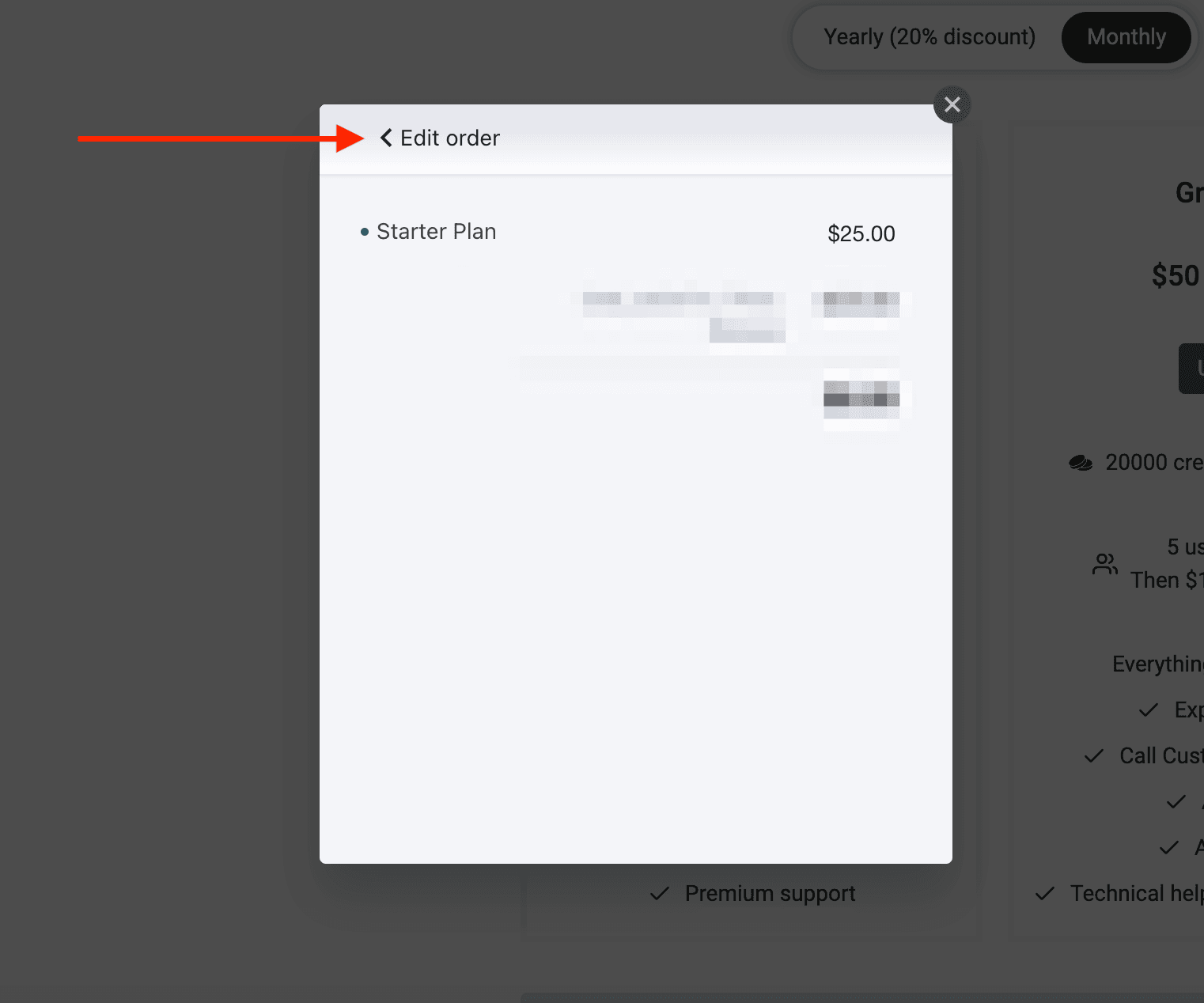 Return to checkout