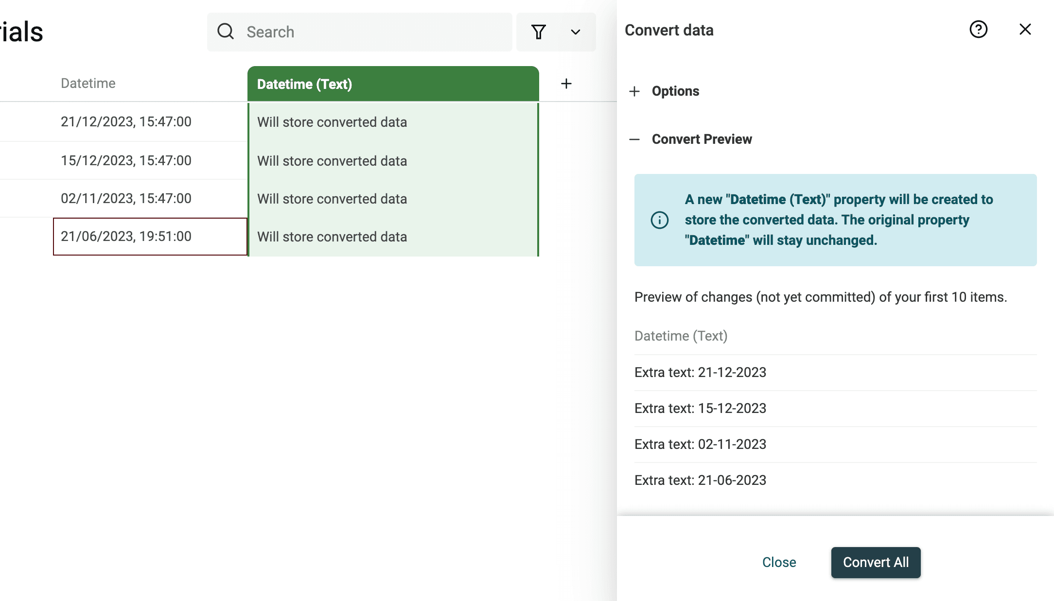 DateTime to Text Preview