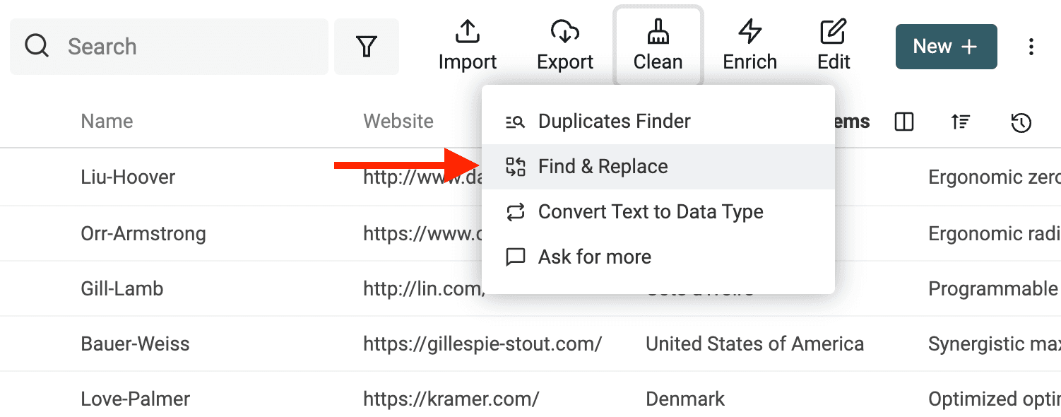 Open Find & Replace tool