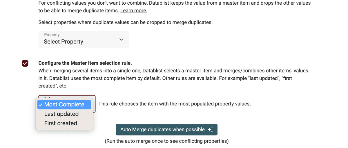 Master Item Rules