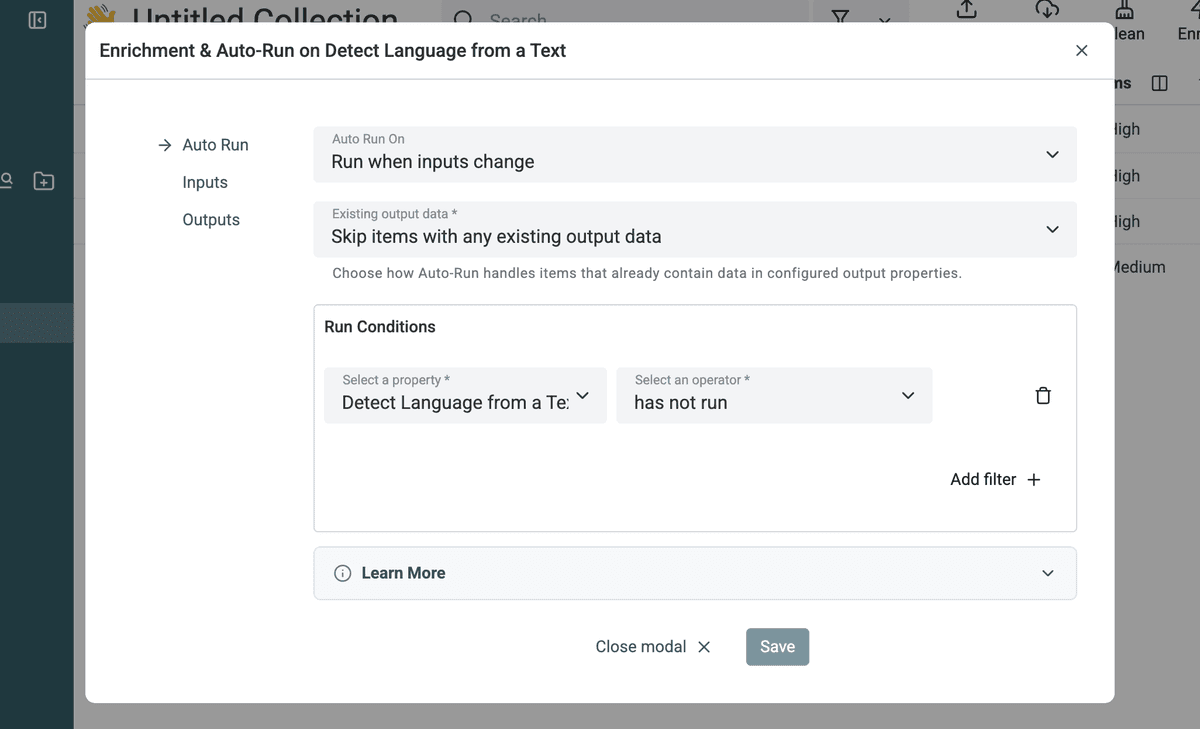 Configure an enrichment Auto-Run