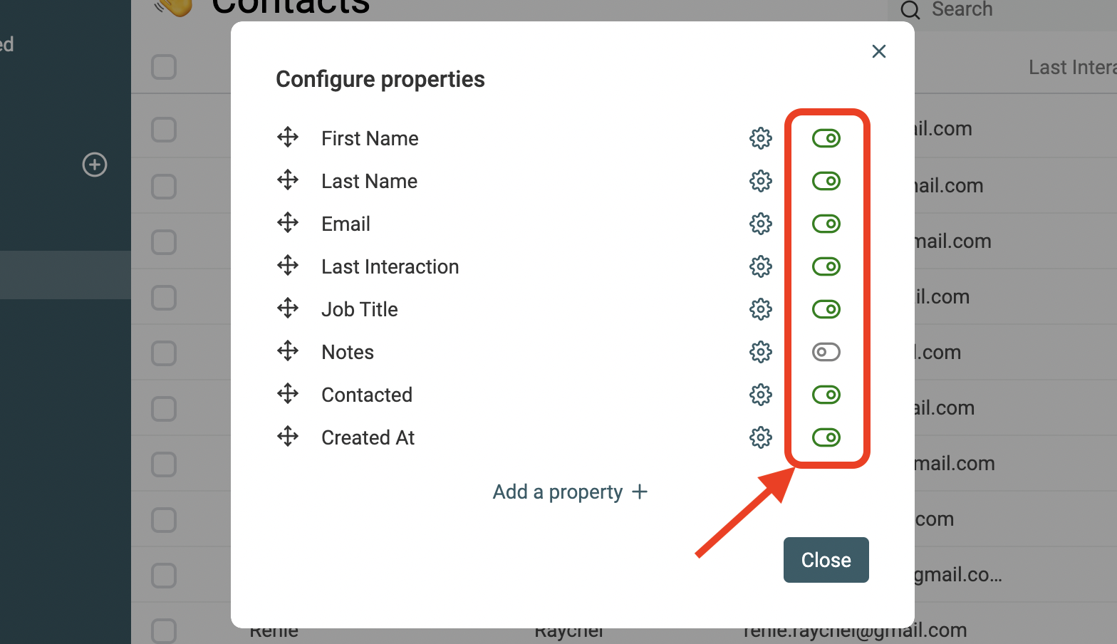 Property Data Table visibility