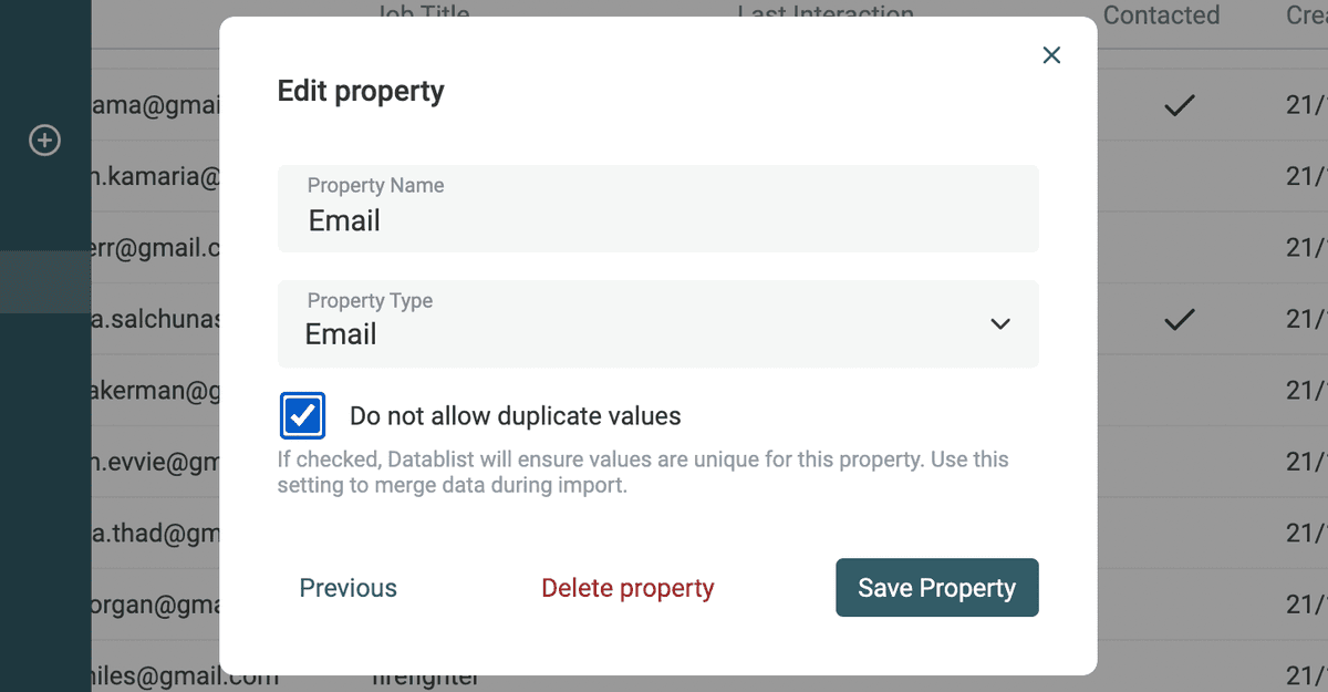 Unique values constraint