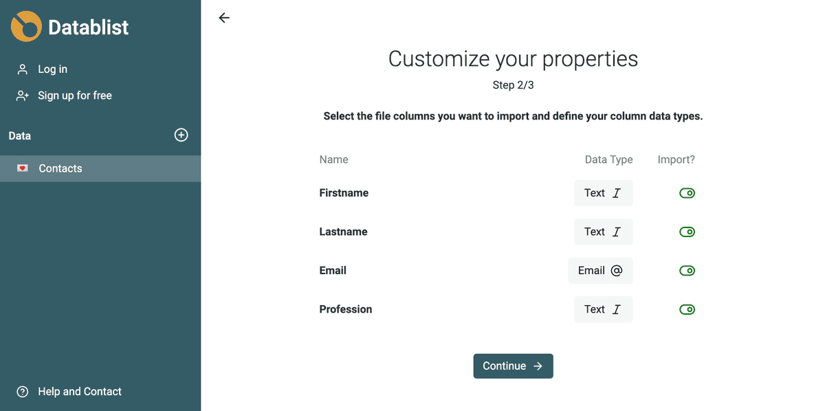 Columns Import