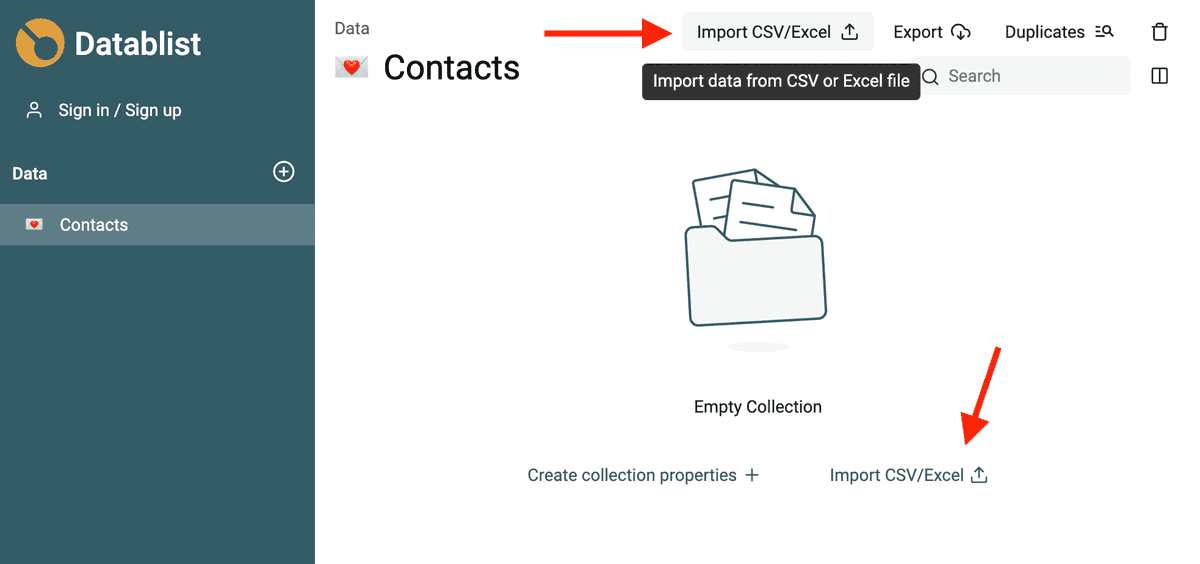 Import CSV/Excel file