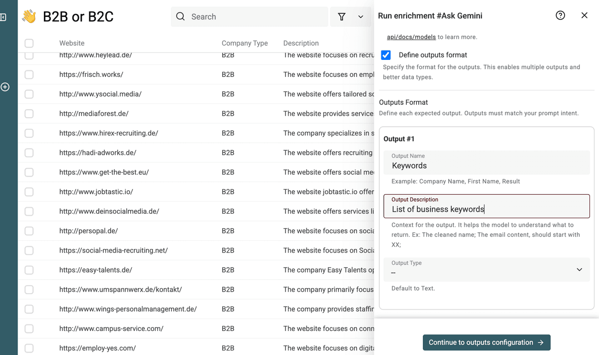 Defining a single text output column
