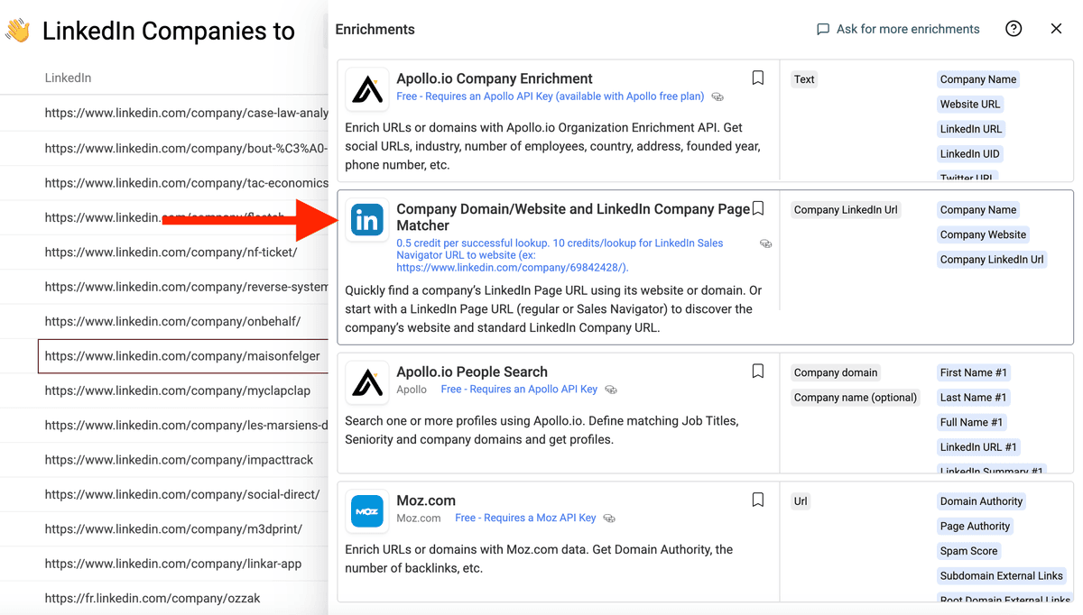 Company Domain/Website and LinkedIn Company Page Matcher