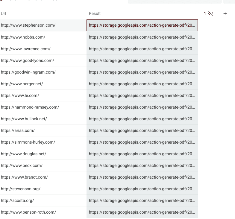 Copy PDF urls from Datablist