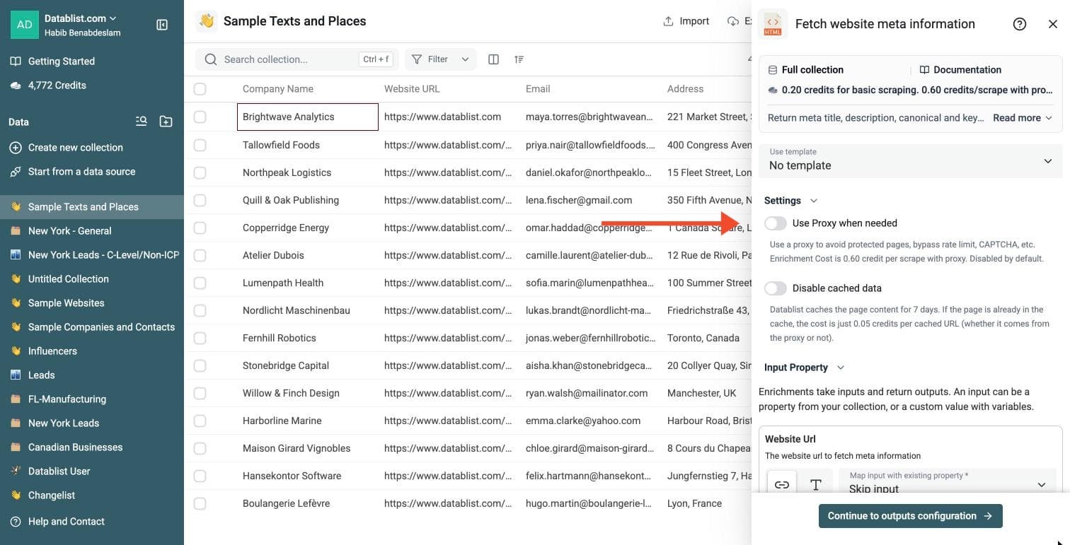 Website Meta Data Fetcher - Set Up the Enrichment