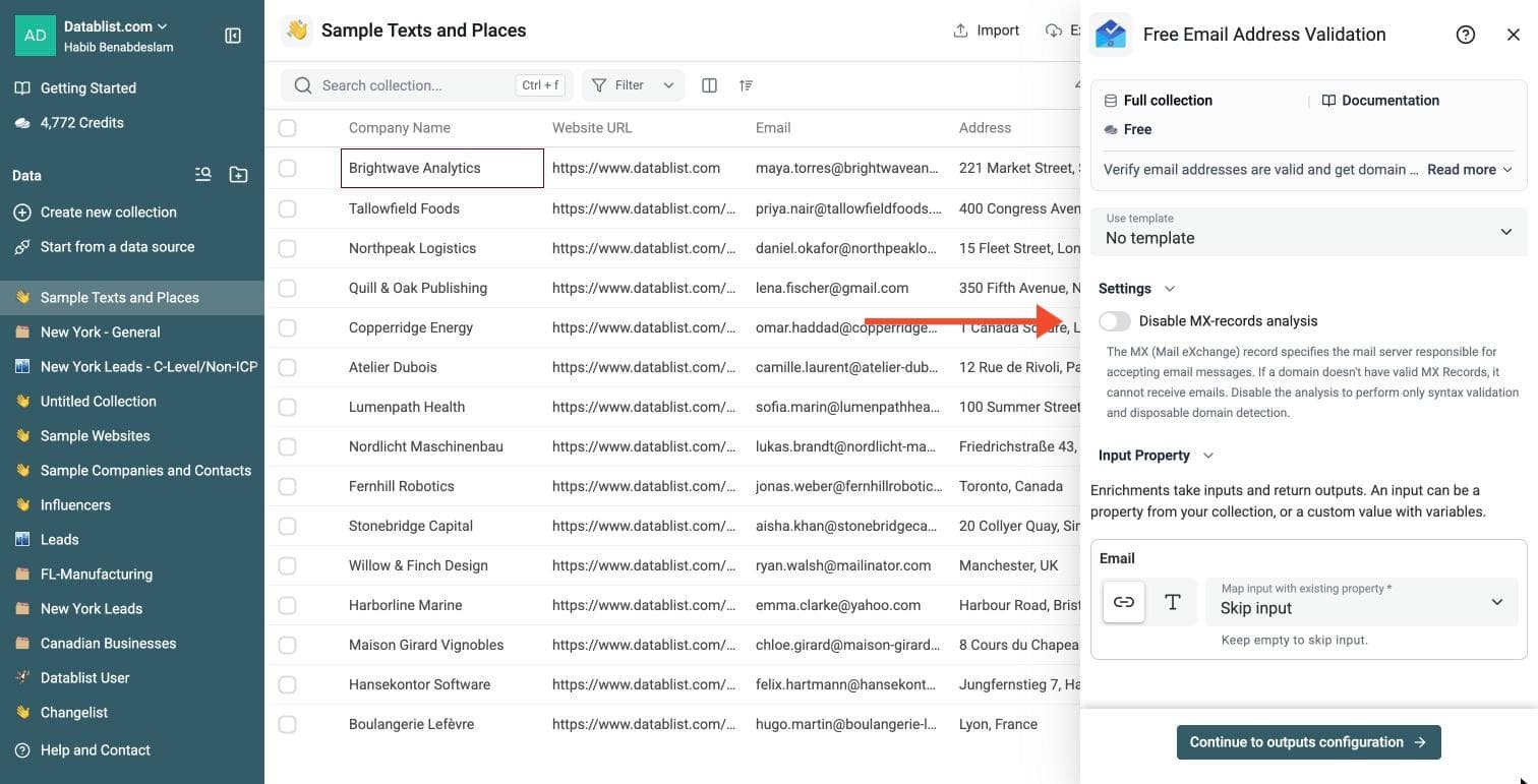 Free Email Validation - Set Up the Enrichment