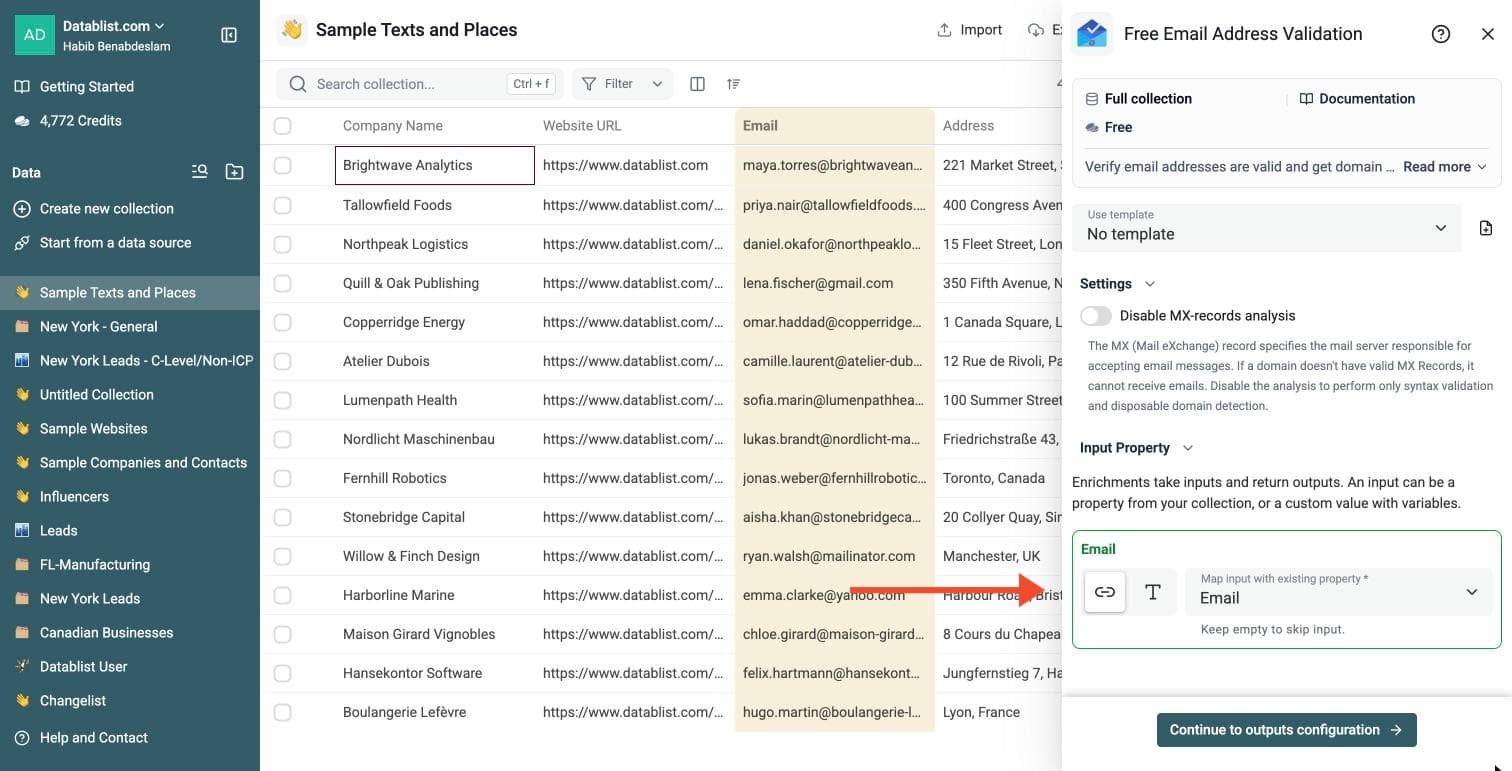 Free Email Validation - Configure Your Inputs