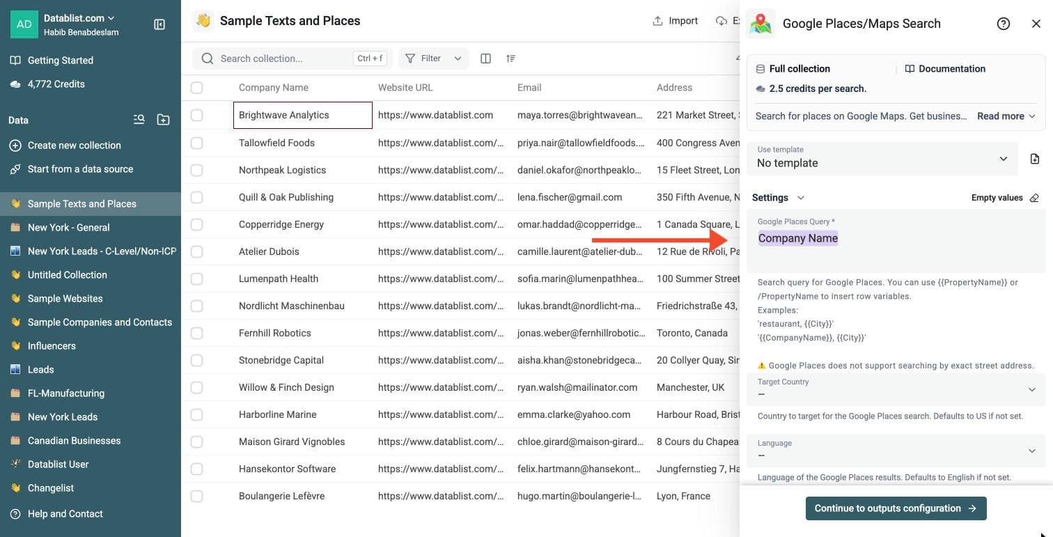 Google Maps Connector - Set Up the Enrichment