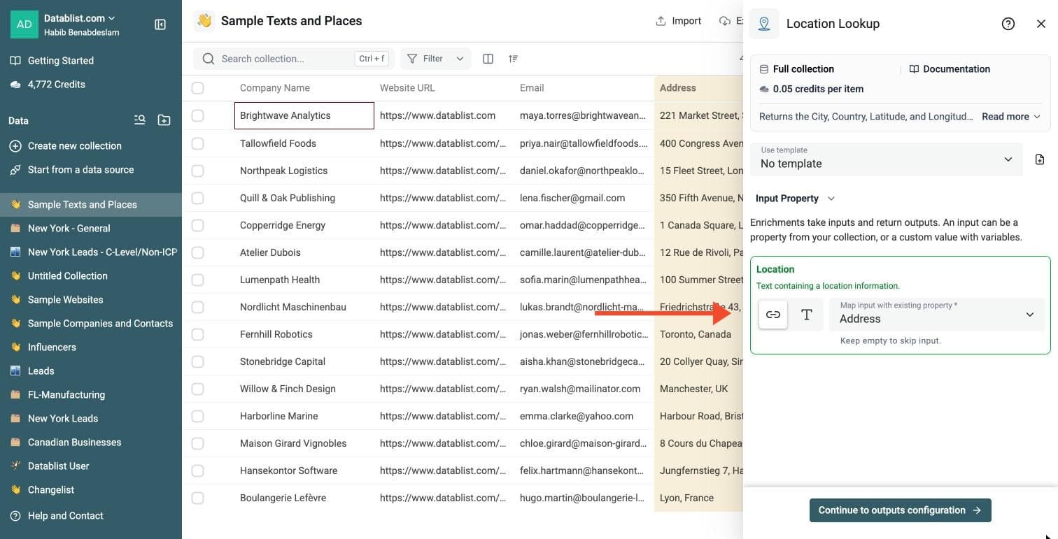 Location Lookup - Configure Your Inputs