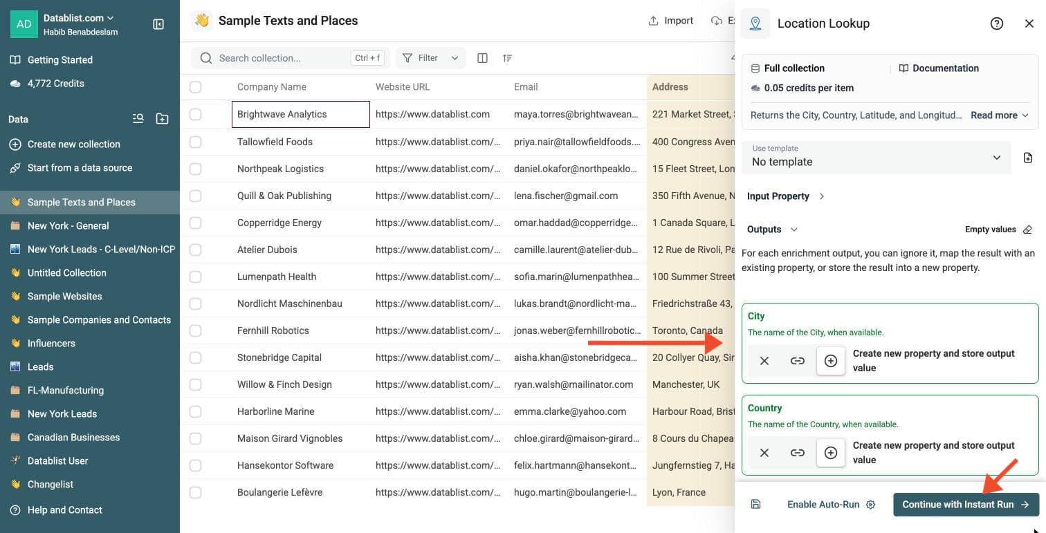 Location Lookup - Select Outputs