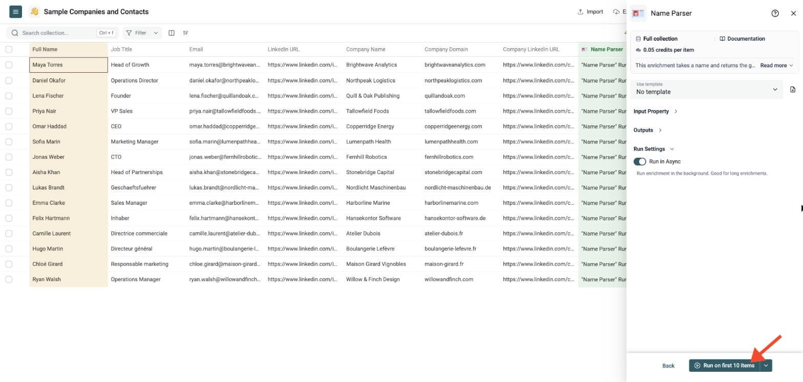 Name Parser - Run the Enrichment
