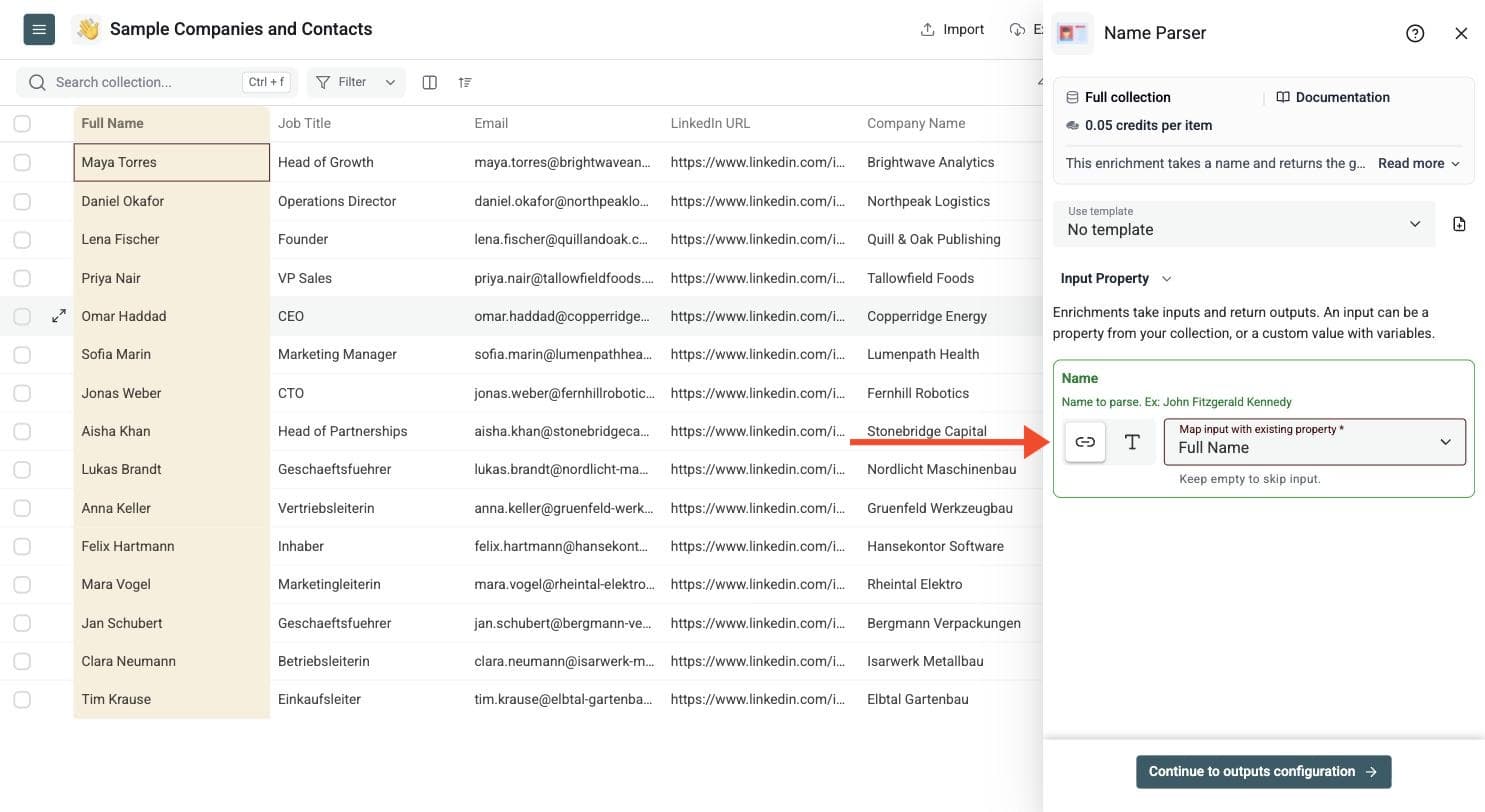 Name Parser - Configure Your Inputs