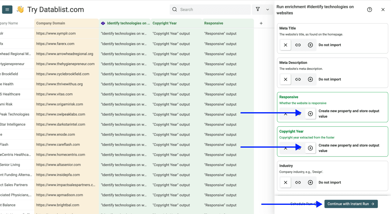 Technology Identifier - Select Outputs