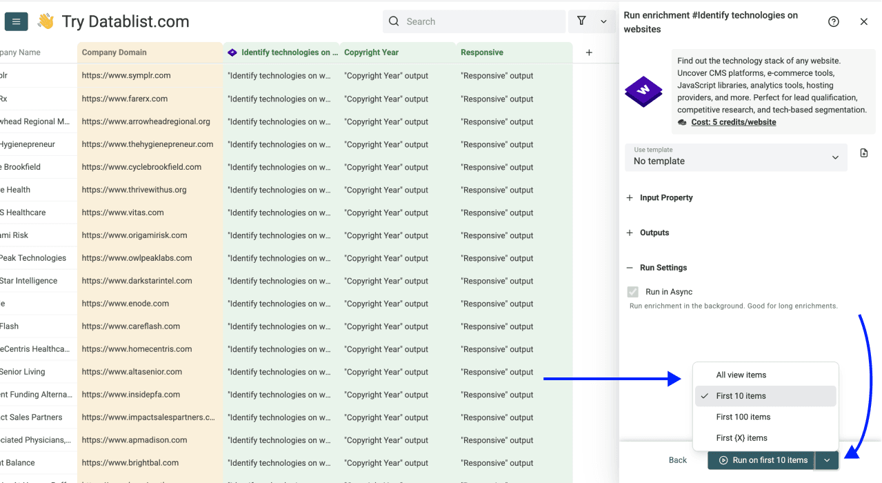 Technology Identifier - Run Settings
