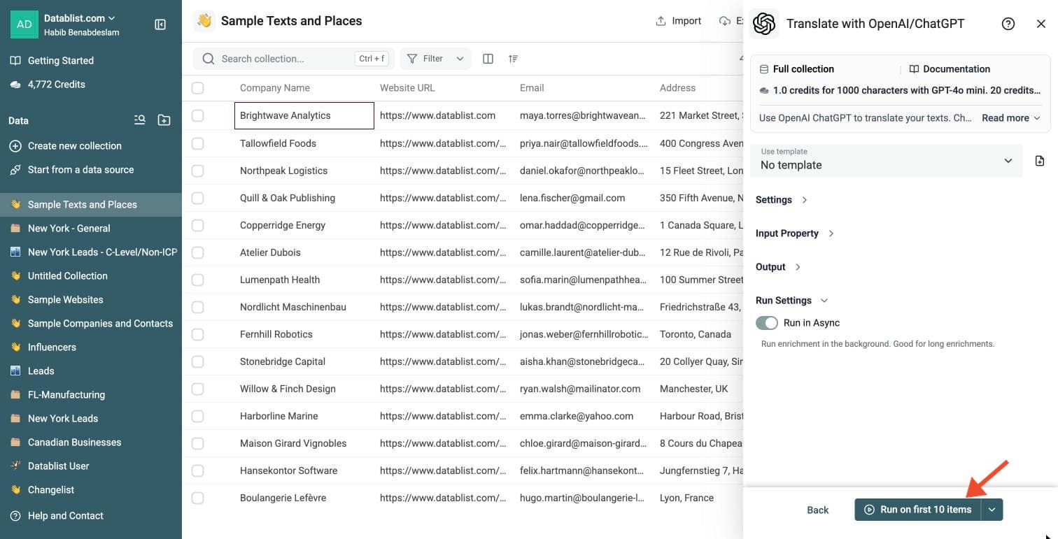ChatGPT Powered Translation Tool - Run the Enrichment