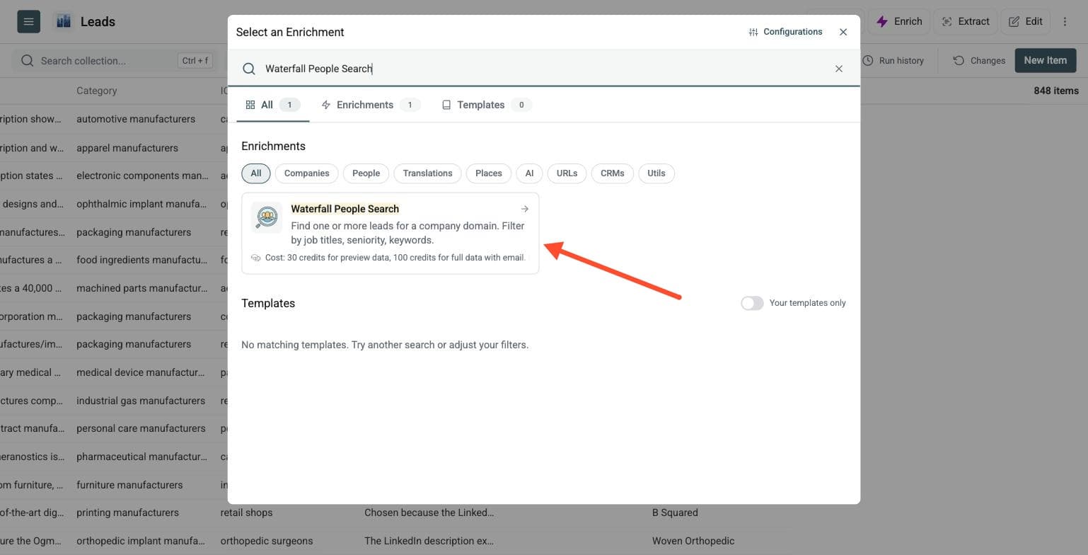 Waterfall People Search - Navigate to the Enrichment