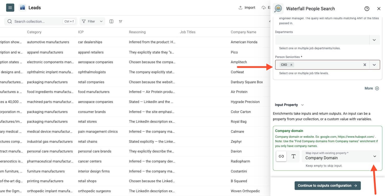 Waterfall People Search - Configure Your Inputs