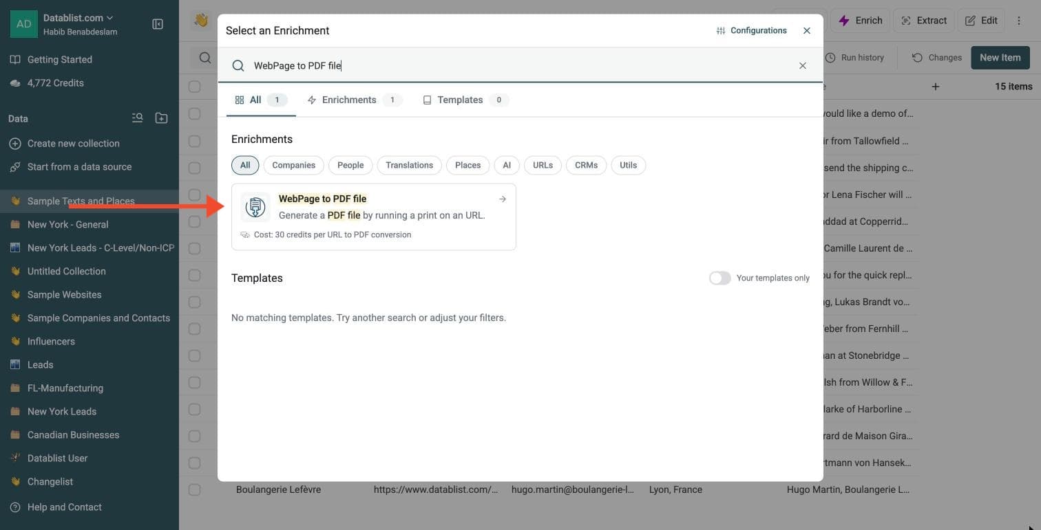 Website to PDF Tool - Navigate to the Enrichment