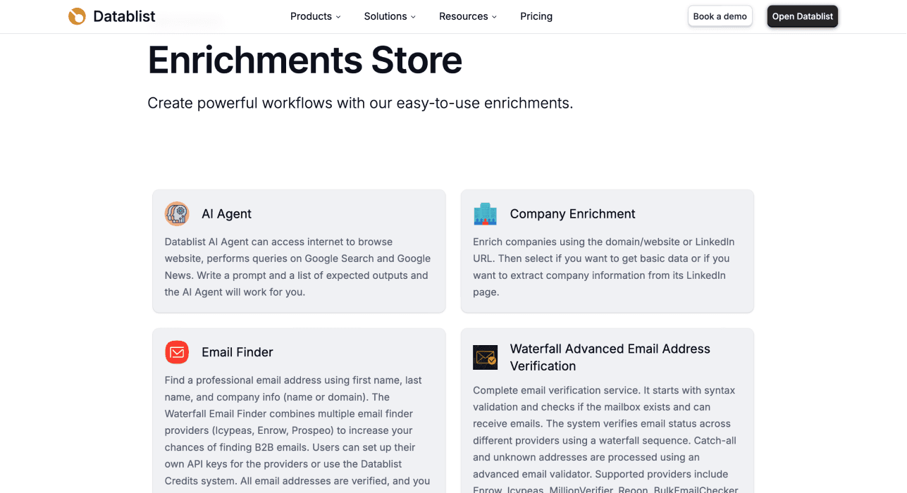 Datablist enrichments