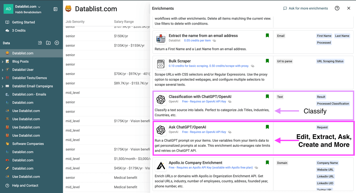 Enrichment ChatGPT in Datablist