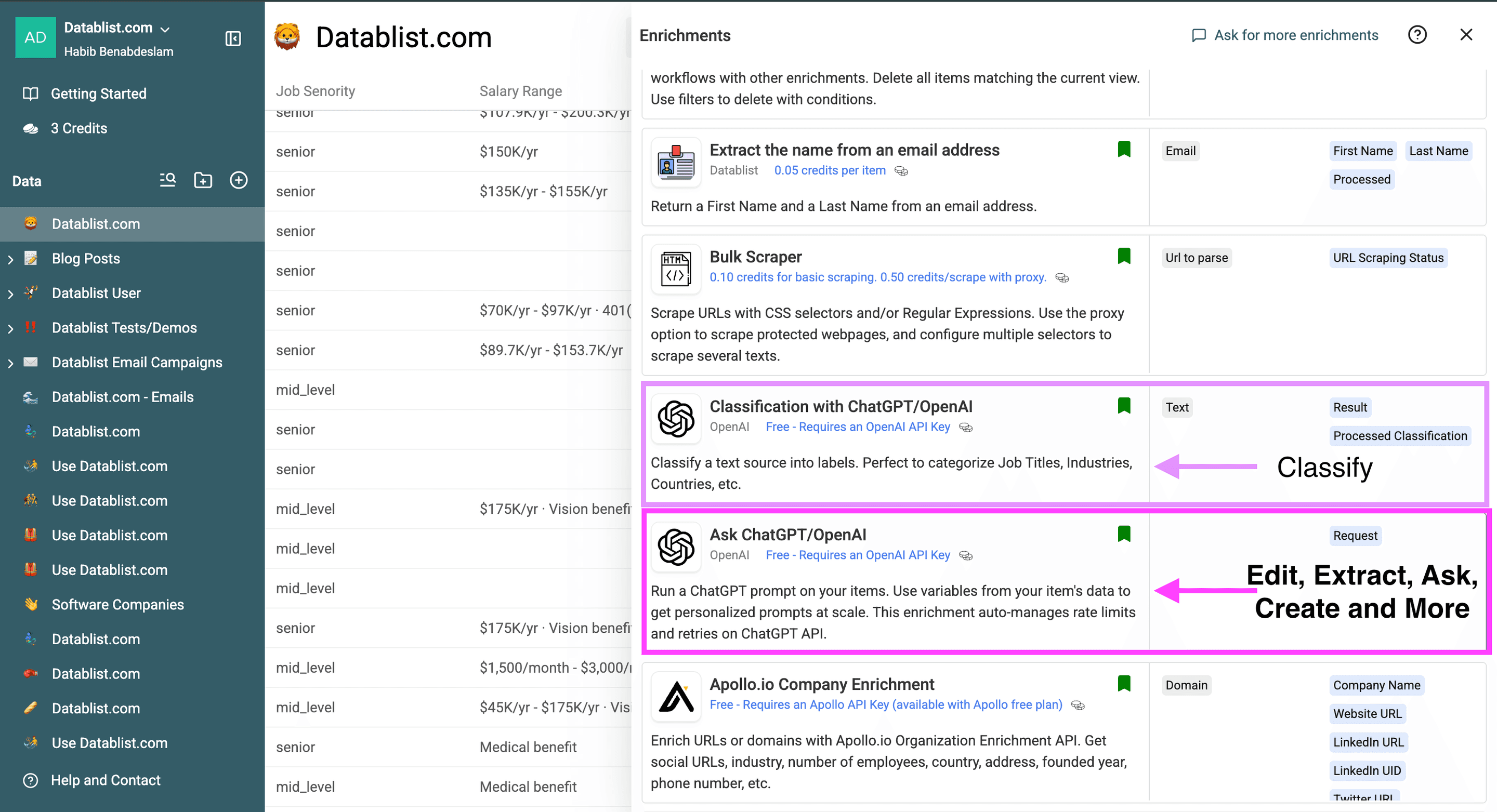 DatablistのChatGPT Enrichment