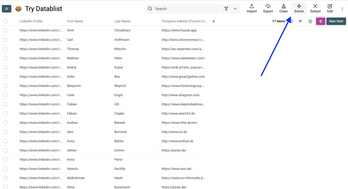 Datablist collection with no phone numbers yet